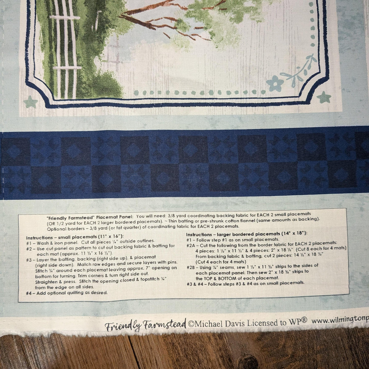 Wilmington Prints ~ Friendly Farmstead ~ 24" PLACEMAT PANEL ~ Multi ~ Sold by Panel