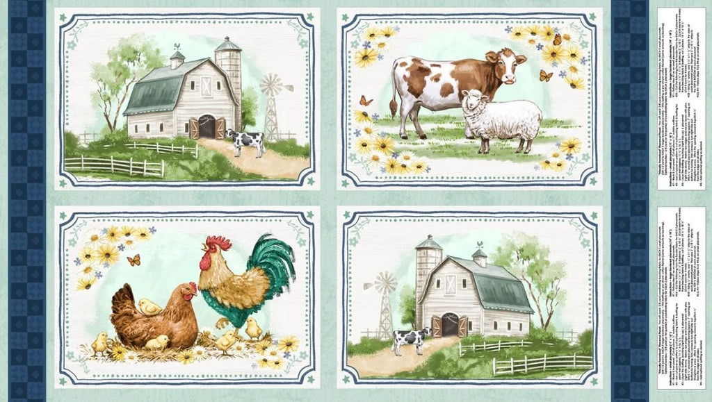Wilmington Prints ~ Friendly Farmstead ~ 24" PLACEMAT PANEL ~ Multi ~ Sold by Panel