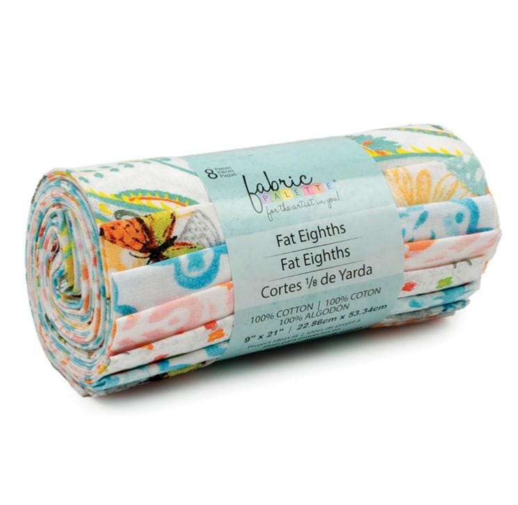 Fabric Editions ~ Fat Eights Assorted ~ 8 Pieces ~ Pink and Blue ~ 3 Designs Repeated