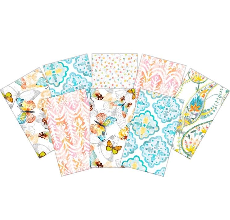 Fabric Editions ~ Fat Eights Assorted ~ 8 Pieces ~ Pink and Blue ~ 3 Designs Repeated