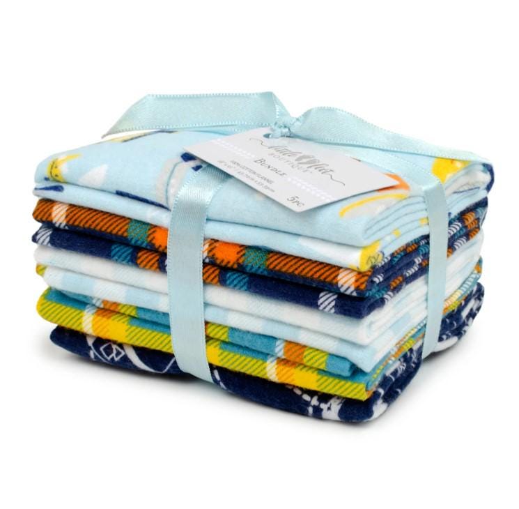 Fabric Editions ~ Fat Quarters ~ FLANNEL ~ ADVENTURE ~ 5 Pieces ~ Blue