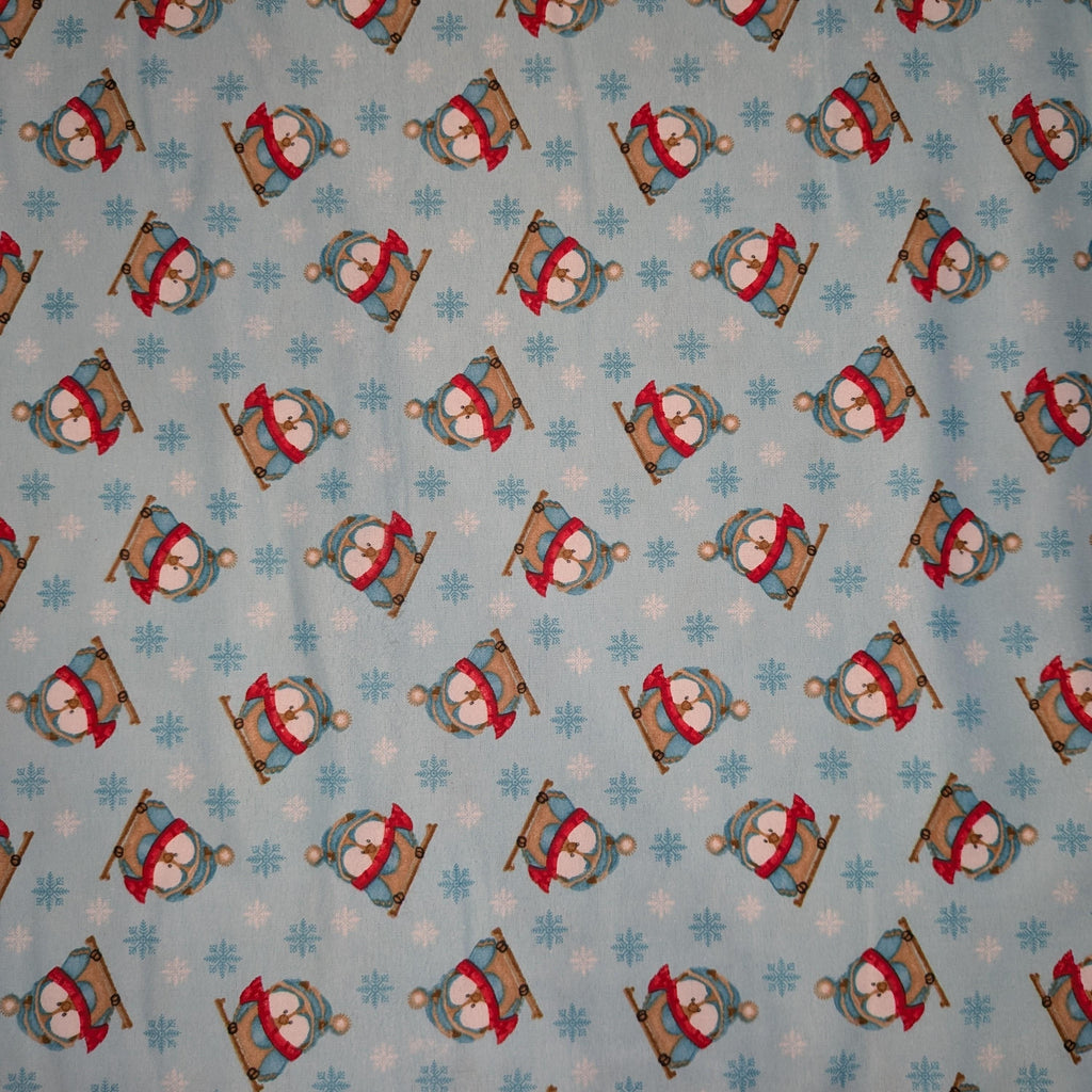 A.E. Nathan ~ CLOTHED PENQUINS ~ FLANNEL ~ Blue ~ Sold by the 1/2 Yard