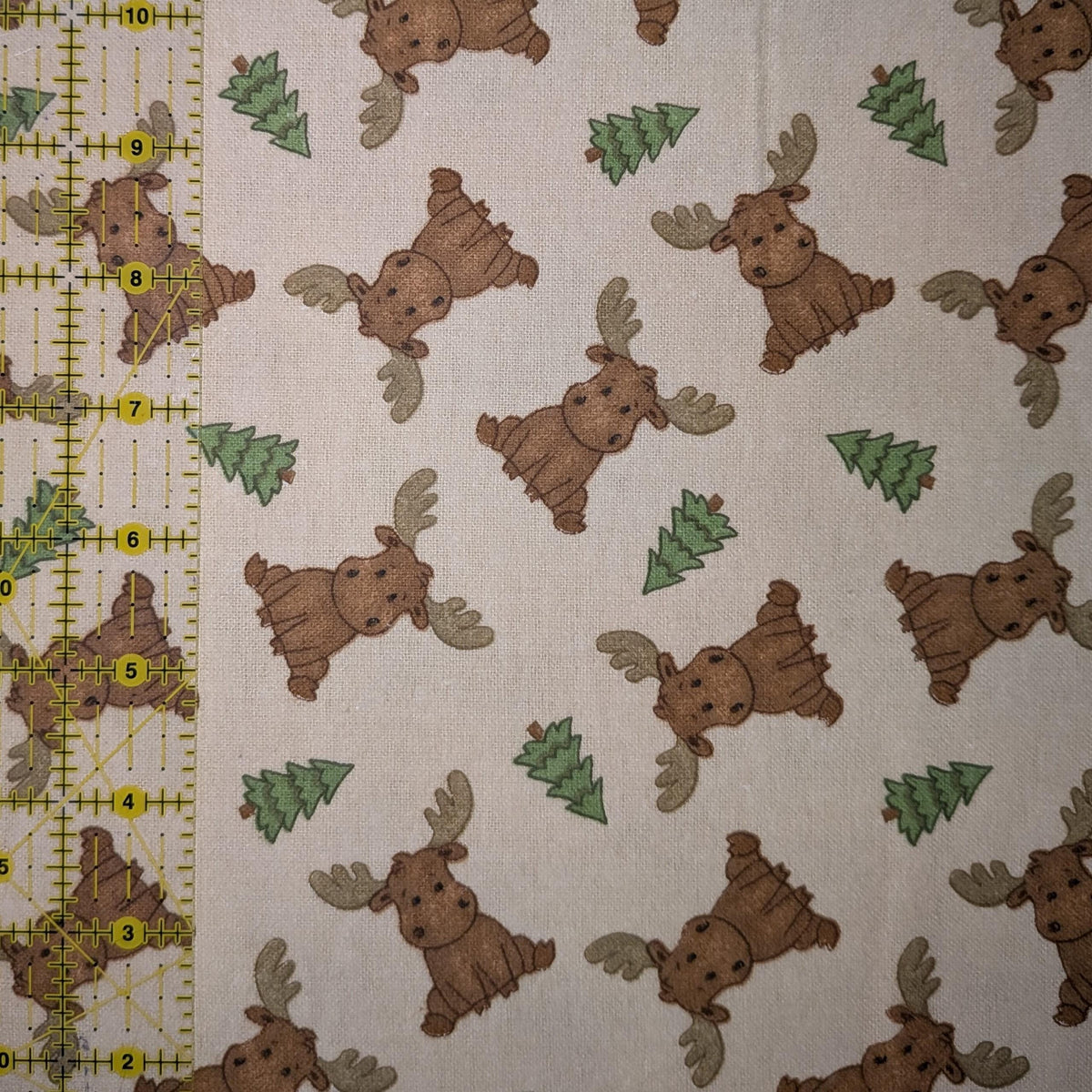 A.E. Nathan ~ SITTING MOOSE ~ FLANNEL ~ Beige ~ Sold by the 1/2 Yard