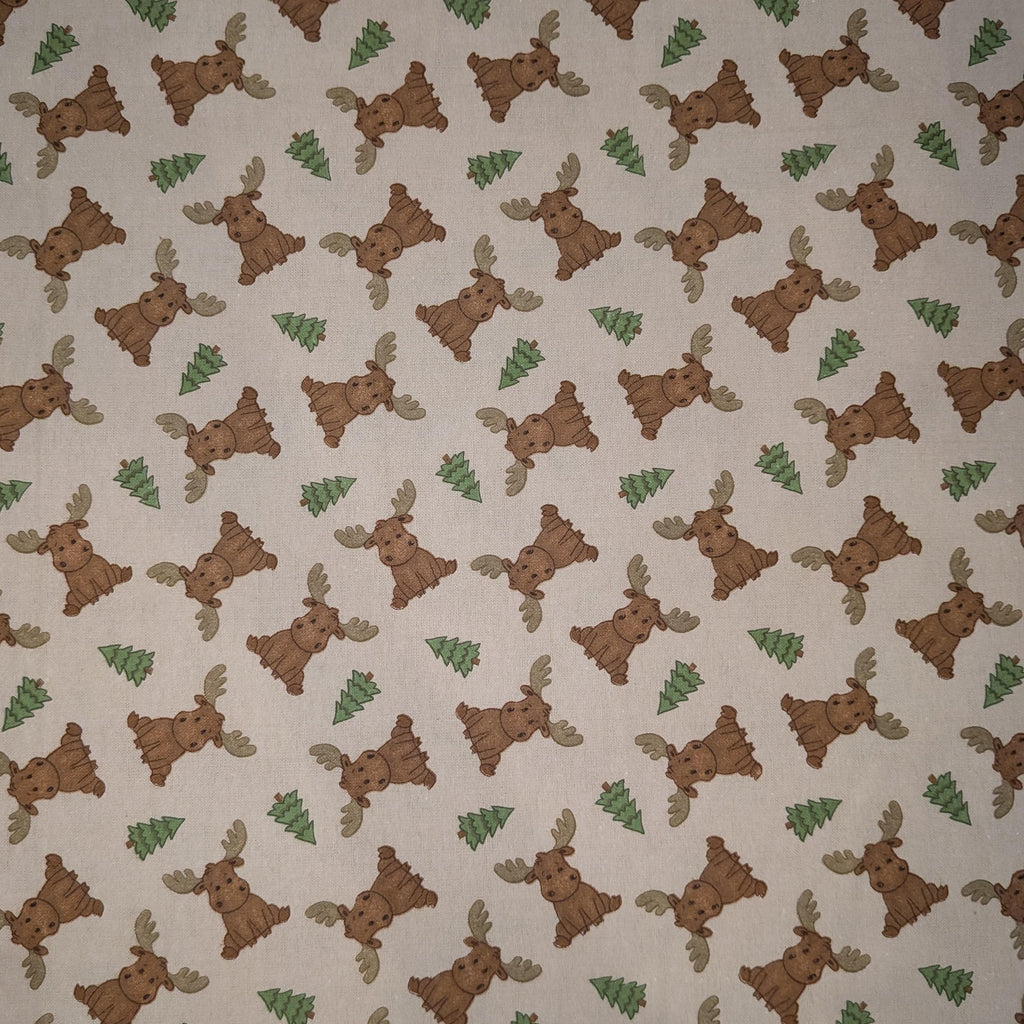 A.E. Nathan ~ SITTING MOOSE ~ FLANNEL ~ Beige ~ Sold by the 1/2 Yard