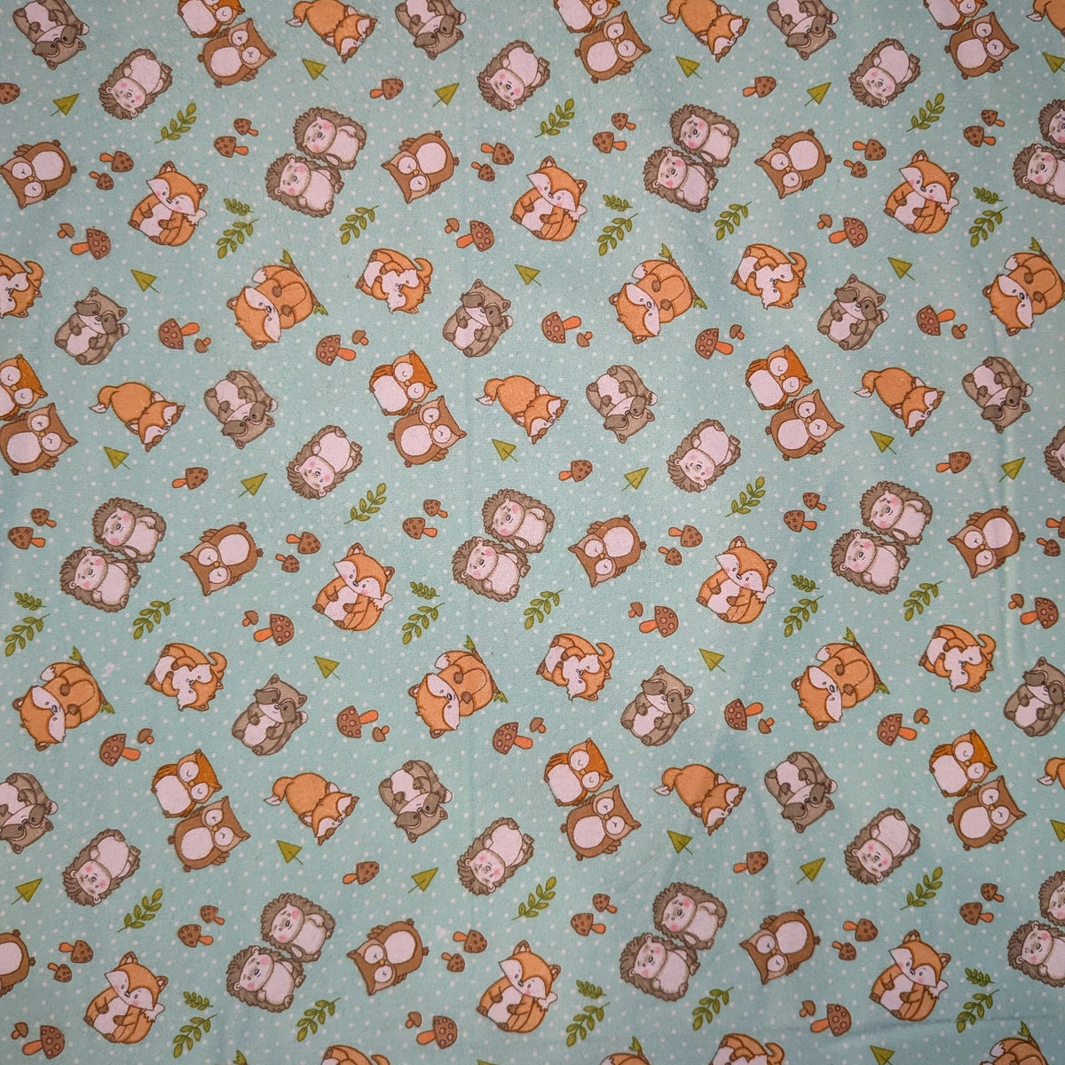 A.E. Nathan ~ WOODLAND CRITTERS ~ FLANNEL ~ Green ~ Sold by the 1/2 Yard