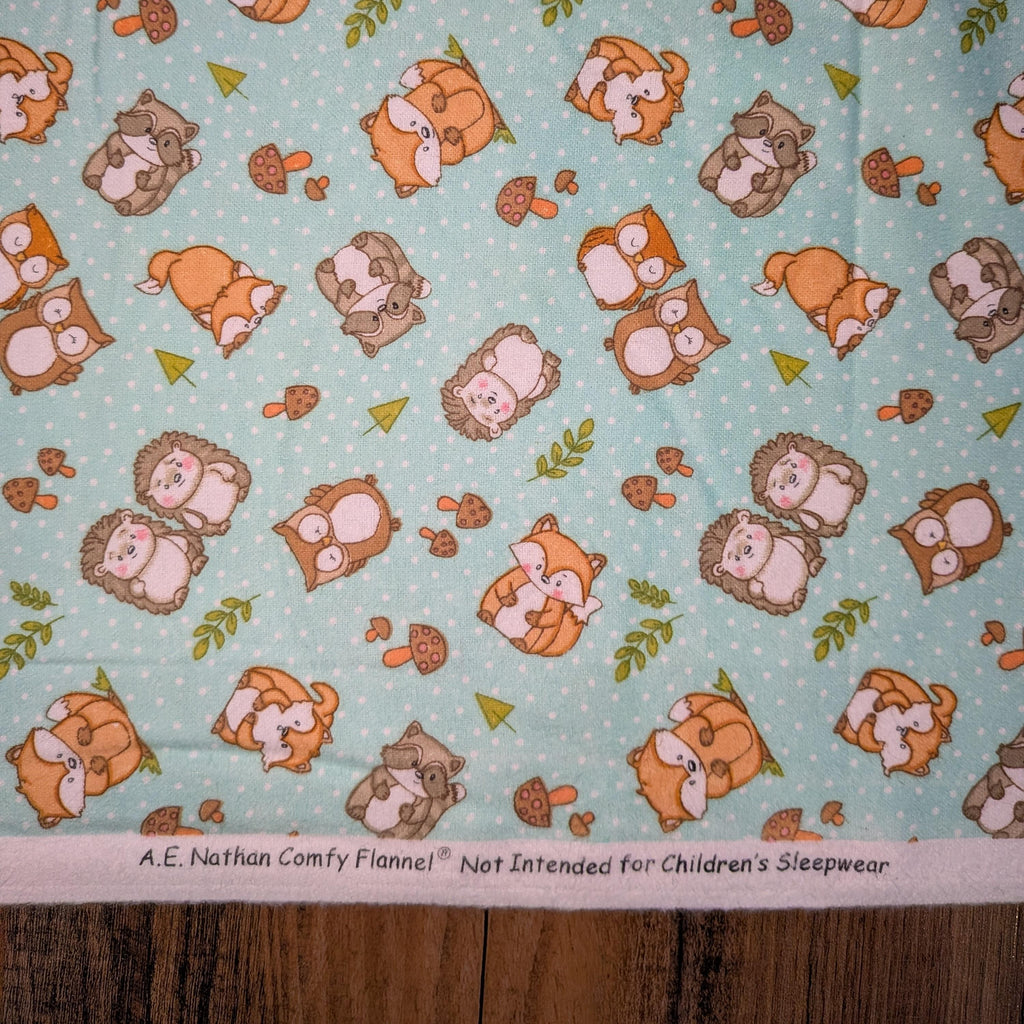 A.E. Nathan ~ WOODLAND CRITTERS ~ FLANNEL ~ Green ~ Sold by the 1/2 Yard