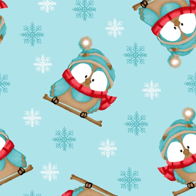 A.E. Nathan ~ CLOTHED PENQUINS ~ FLANNEL ~ Blue ~ Sold by the 1/2 Yard