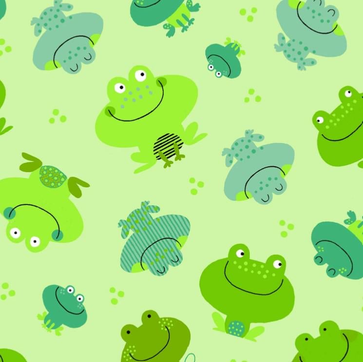 A.E. Nathan ~ FROGS ~ FLANNEL ~ GREEN ~ Sold by the 1/2 Yard