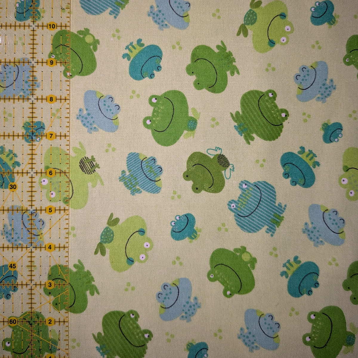 A.E. Nathan ~ FROGS ~ FLANNEL ~ GREEN ~ Sold by the 1/2 Yard